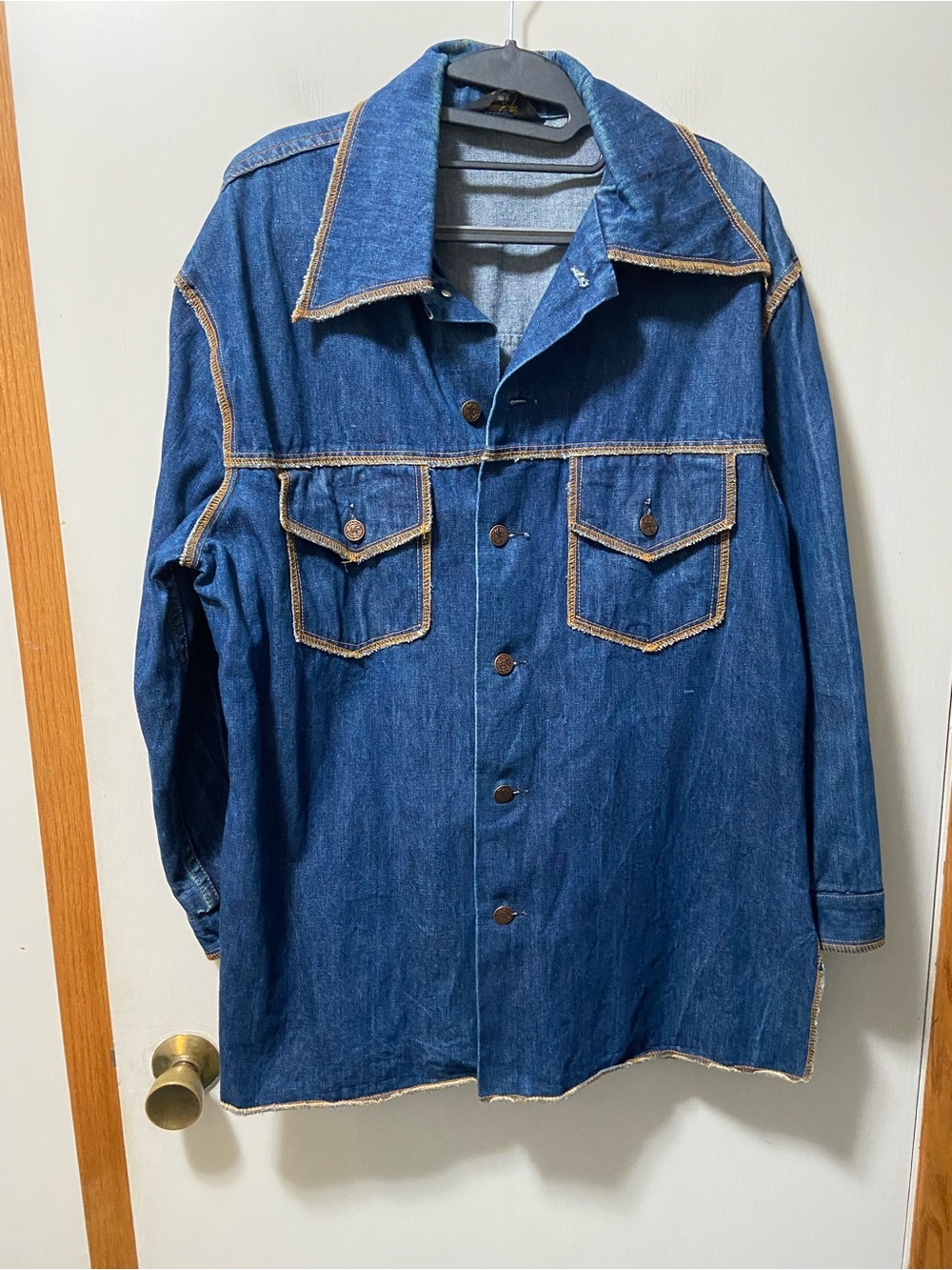 jcpenney Dark Blue Denim Shirt Jacket with Contrast Stitching